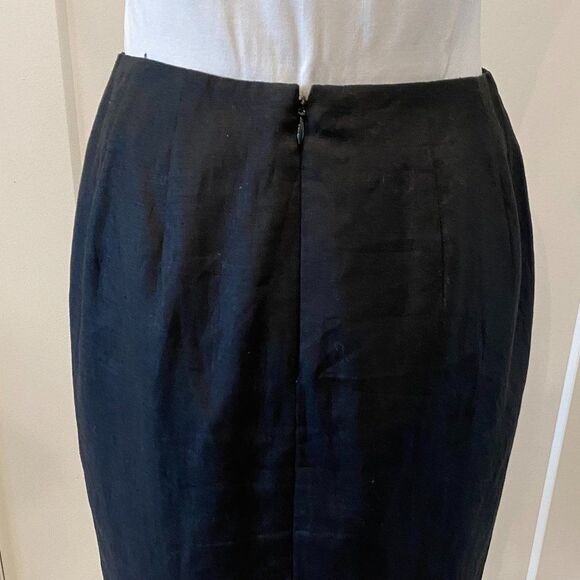 100% LINEN SKIRT AMANDA SMITH VINTAGE PURE LINEN NAVY BLUE SIZE * 6/8 - Picture 7 of 14
